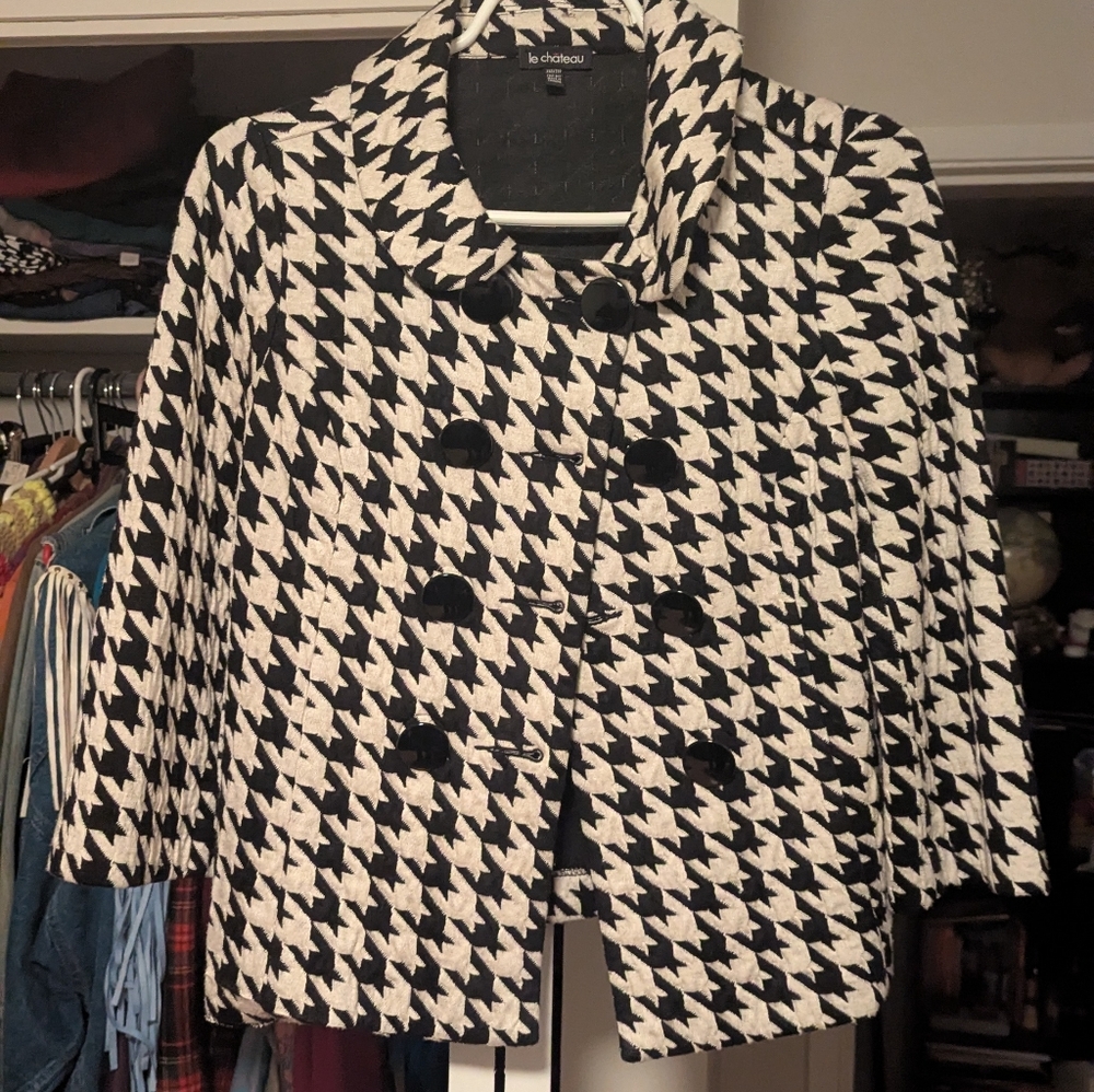 Le Chateau Black and White Houndstooth Jacket